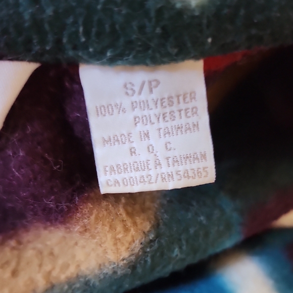 Vintage TanJay Colorblock Floral Leaf Fleece Jacket Women’s SP - Picture 5 of 6